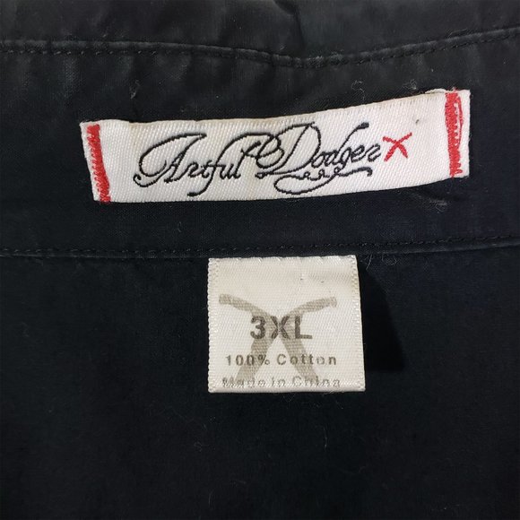 ARTFUL DODGER 3X Black, Gray Embroidered, Military, Button Front Shirt Jacket - Picture 5 of 13